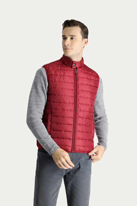 Dark Red Quilted Padded Sports Vest