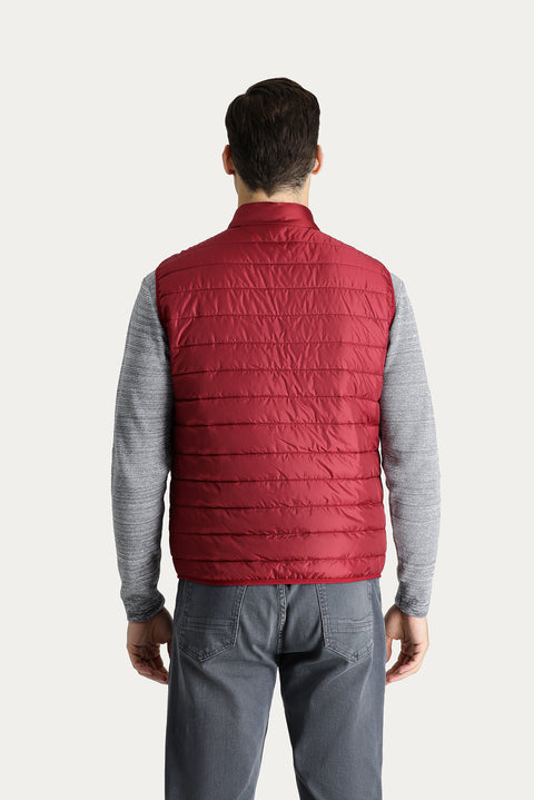 Dark Red Quilted Padded Sports Vest