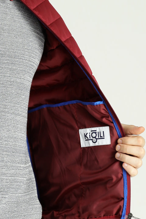 Dark Red Quilted Padded Sports Vest