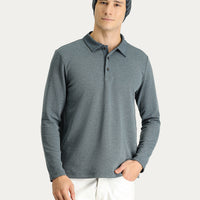 Dark Blue Polo Shirt with Embroidered Collar