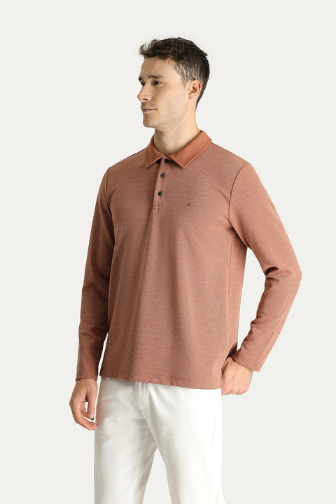 Tile Polo Neck Regular Fit Embroidered Sweatshirt