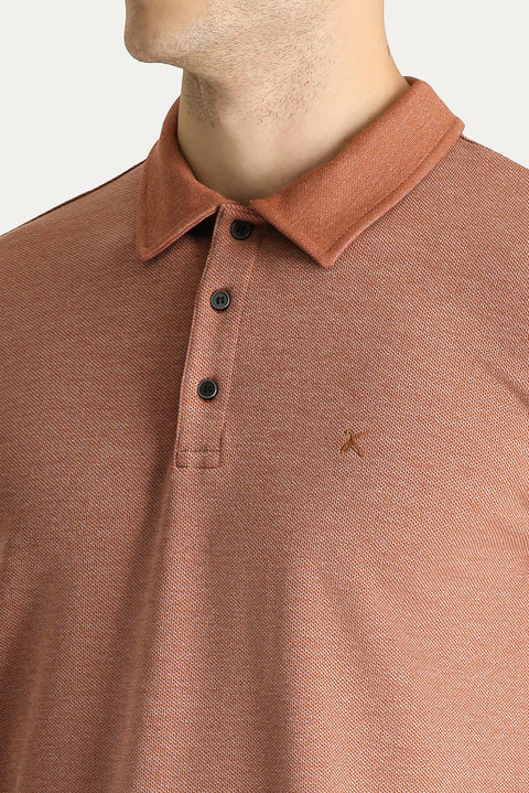 Tile Polo Neck Regular Fit Embroidered Sweatshirt