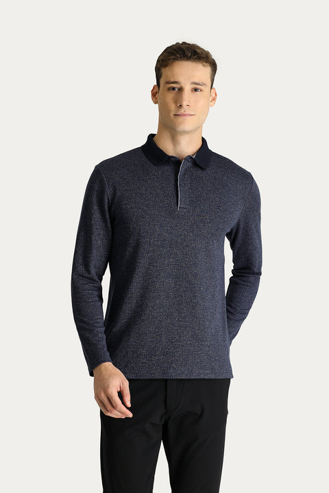 Dark Navy Polo Shirt with Embroidered Collar