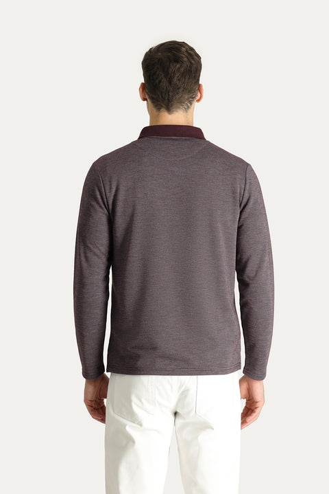 Dark Burgundy Polo Shirt with Embroidered Design