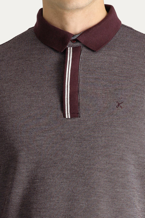 Dark Burgundy Polo Shirt with Embroidered Design