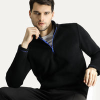 Black Half-Zip Fleece Sweatshirt