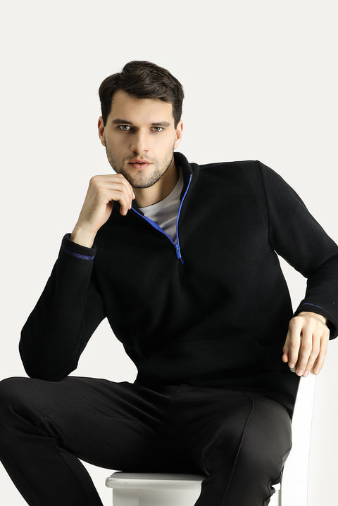Black Half-Zip Fleece Sweatshirt