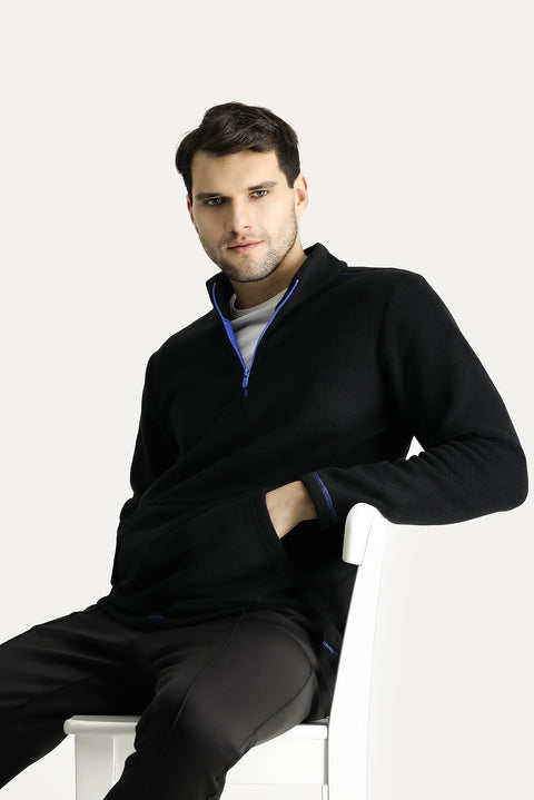 Black Half-Zip Fleece Sweatshirt