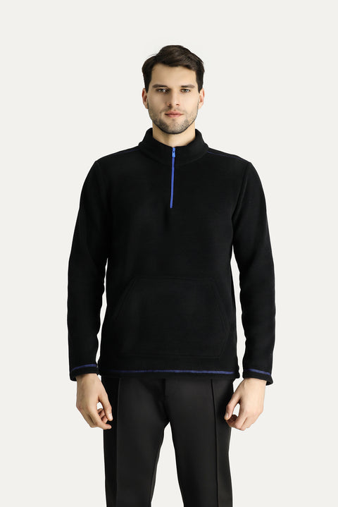 Black Half-Zip Fleece Sweatshirt