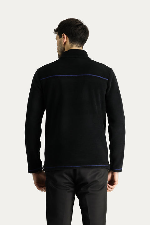 Black Half-Zip Fleece Sweatshirt