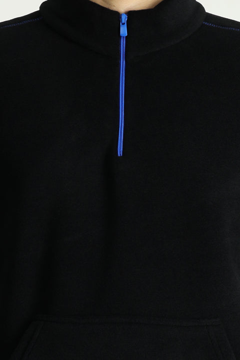 Black Half-Zip Fleece Sweatshirt
