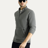 Medium Grey Half-Zip Fleece Sweatshirt