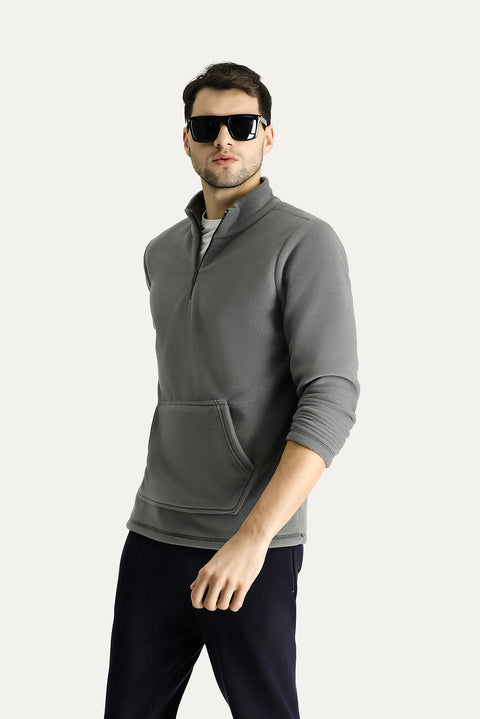 Medium Grey Half-Zip Fleece Sweatshirt