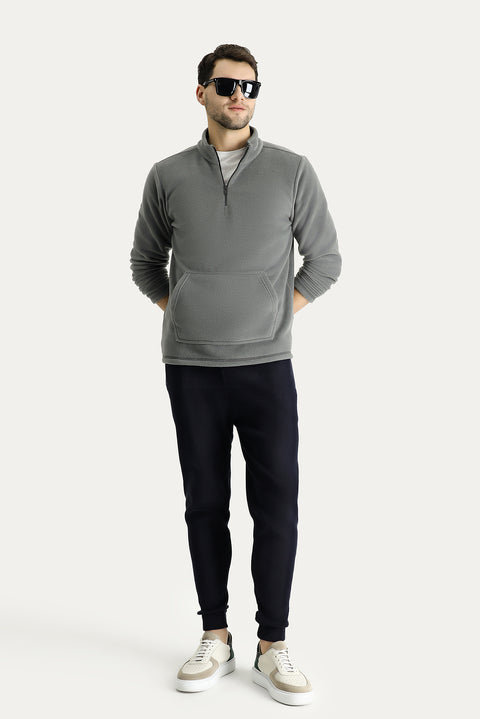 Medium Grey Half-Zip Fleece Sweatshirt
