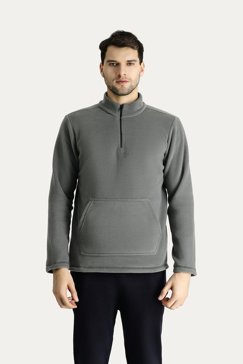 Medium Grey Half-Zip Fleece Sweatshirt