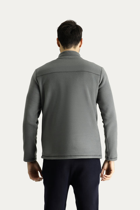 Medium Grey Half-Zip Fleece Sweatshirt