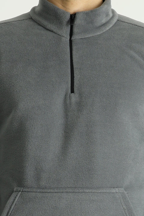 Medium Grey Half-Zip Fleece Sweatshirt