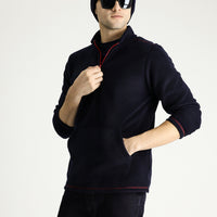 Dark Navy Half-Zip Fleece Sweatshirt