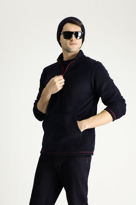 Dark Navy Half-Zip Fleece Sweatshirt