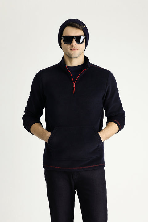 Dark Navy Half-Zip Fleece Sweatshirt