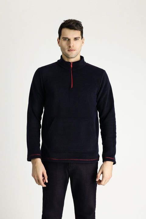 Dark Navy Half-Zip Fleece Sweatshirt