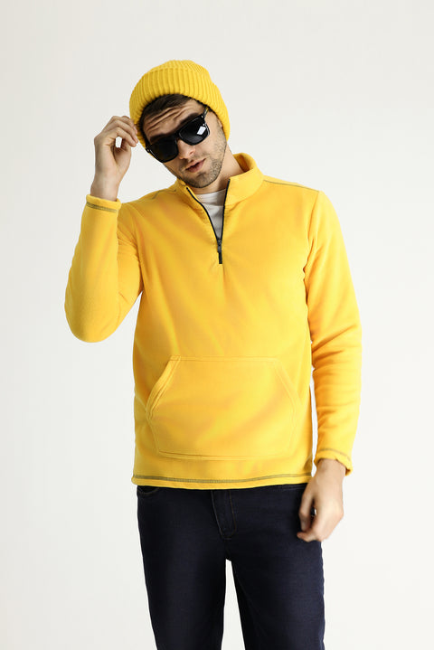 Dark Yellow Half-Zip Fleece Sweatshirt