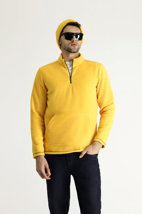 Dark Yellow Half-Zip Fleece Sweatshirt