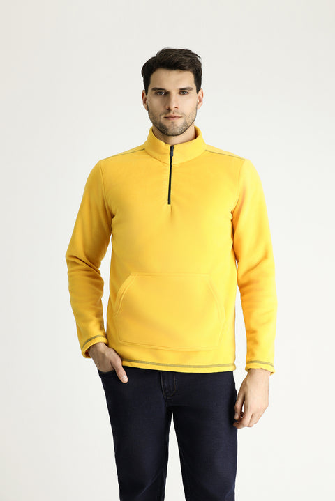 Dark Yellow Half-Zip Fleece Sweatshirt