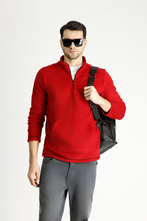 Flag Red Half-Zip Fleece Sweatshirt
