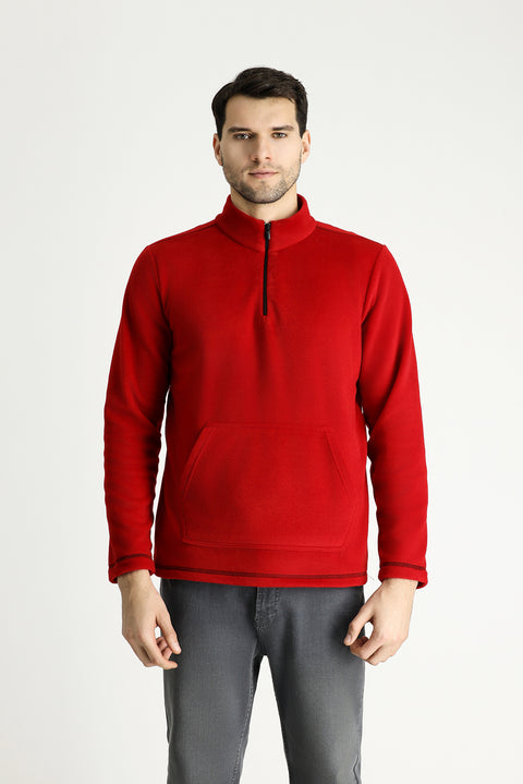 Flag Red Half-Zip Fleece Sweatshirt