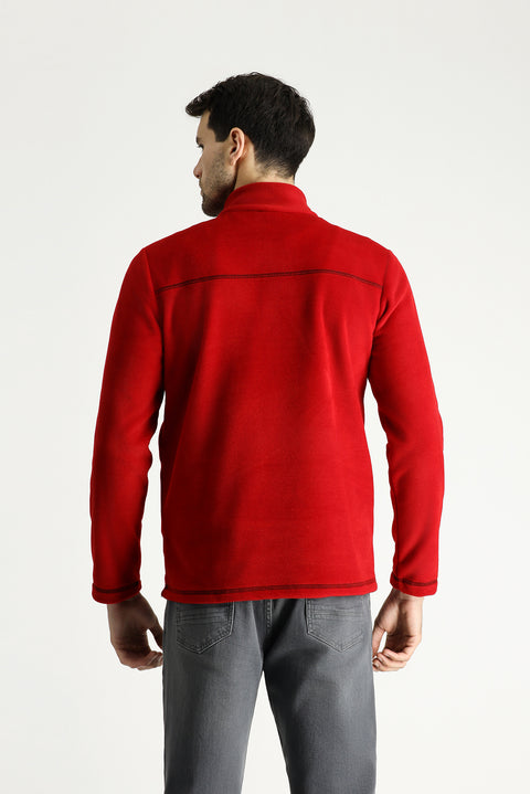 Flag Red Half-Zip Fleece Sweatshirt