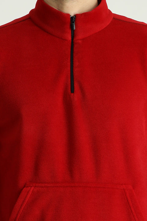 Flag Red Half-Zip Fleece Sweatshirt