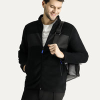 Black Zip-Up Fleece Sweatshirt