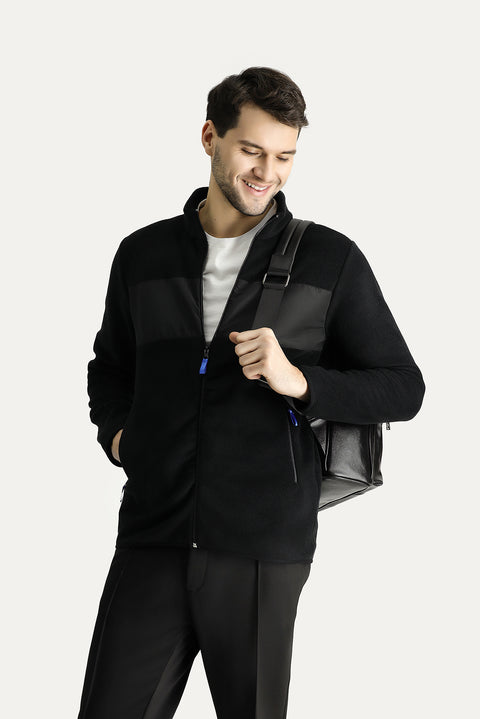 Black Zip-Up Fleece Sweatshirt