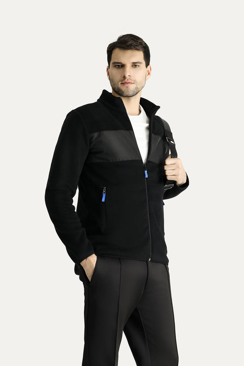 Black Zip-Up Fleece Sweatshirt