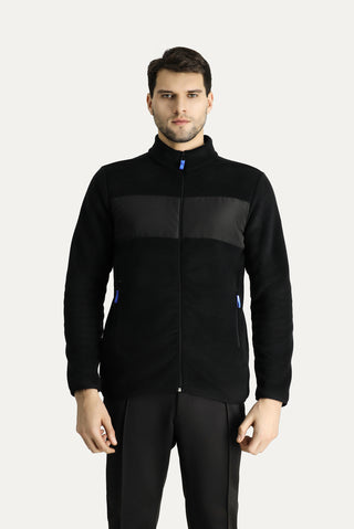  Siyah Fermuarlı Polar Sweatshirt