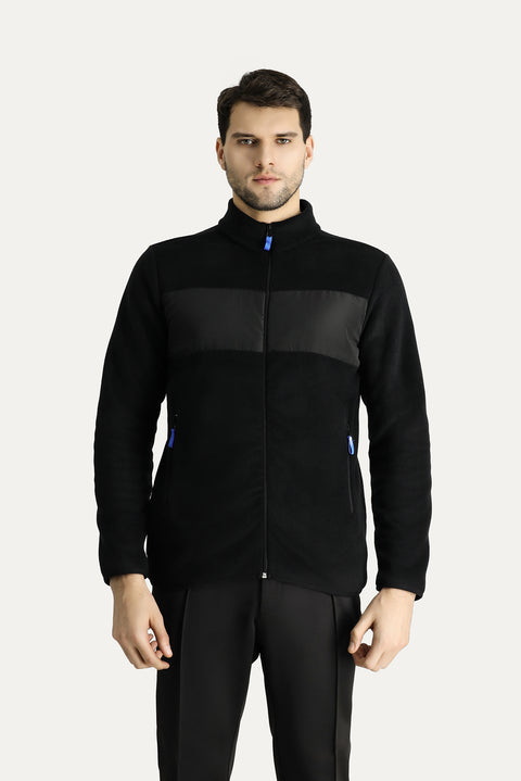 Black Zip-Up Fleece Sweatshirt