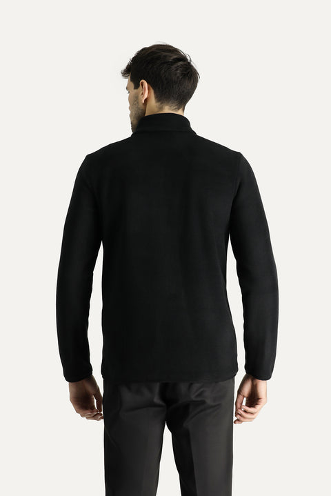 Black Zip-Up Fleece Sweatshirt