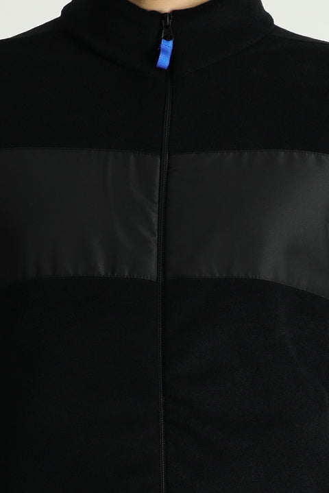 Black Zip-Up Fleece Sweatshirt