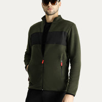 Medium Khaki Zip-Up Fleece Sweatshirt