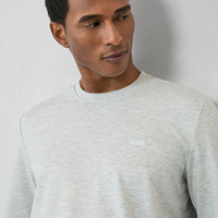 Light Gray Marl Crew Neck Regular Fit Embroidered Basic Thin Sweatshirt