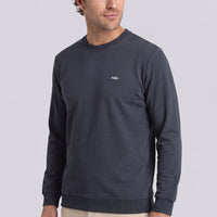 Koyu Füme Bisiklet Yaka Regular Fit Nakışlı Basic İnce Sweatshirt