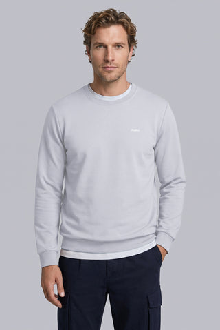  Açık Mavi Bisiklet Yaka Regular Fit Nakışlı Basic İnce Sweatshirt