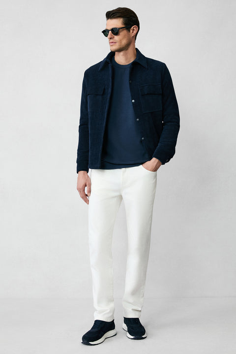Indigo Crew Neck Regular Fit Embroidered Basic Thin Sweatshirt