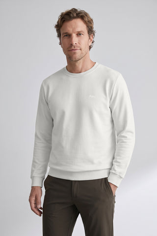  Ekru Bisiklet Yaka Regular Fit Nakışlı Basic İnce Sweatshirt