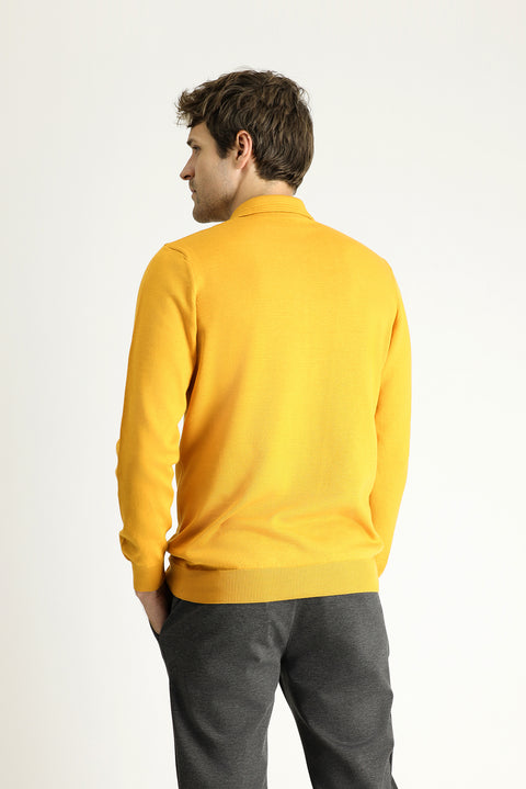 Hardal Polo Yaka Regular Fit Pamuklu Triko Kazak