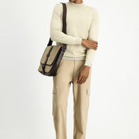 Medium Beige Half Turtleneck Regular Fit Cotton Knit Sweater