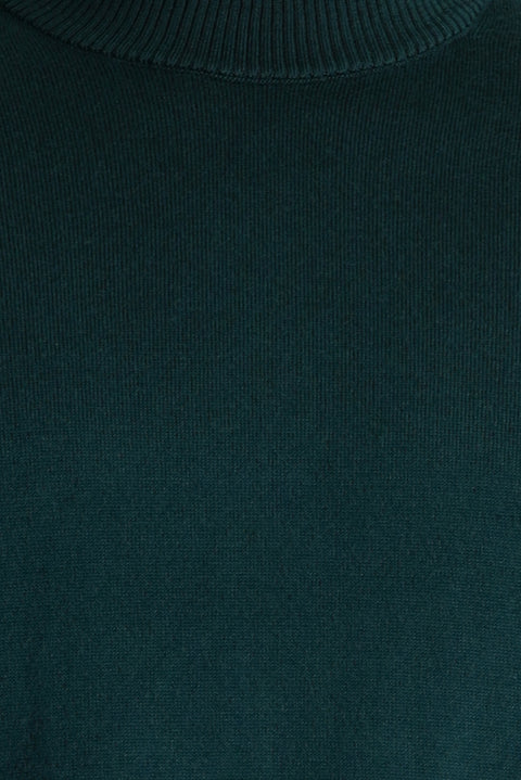 Dark Petrol Half Turtleneck Slim Fit Narrow Cut Knit Sweater