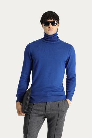  İndigo Balıkçı Yaka Regular Fit Pamuklu Triko Kazak