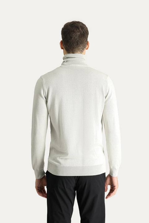 Stone Turtleneck Regular Fit Cotton Knit Sweater